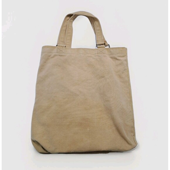 H&M Canvas Tote Bag Shoulder Khaki Distressed Long Retro Vintage Sack - Picture 4 of 8